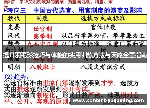 提升羽毛球技巧与体能的实用训练方法与策略全面指南 提升羽毛球技巧与体能的实用训练方法与策略全面指南